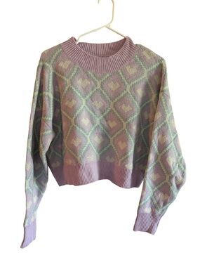 wild fable Lavender Patterned Crewneck Sweater